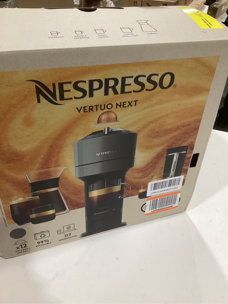 Condition photo showing As Is for Nespresso Vertuo Next Coffee and Espresso Maker, Machine Only, 1260 watts, Dark Gray Machine Only Dark Gray