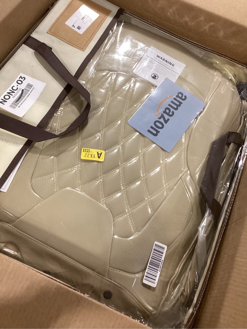 Condition photo showing Good Condition for freesoo beige car seat cover full set - faux nappa leather seat covers for cars, ultra breathable waterproof front seats cushion protectors with lumbar support, universal fit for sedans suvs pickups beige full set - 5 seats