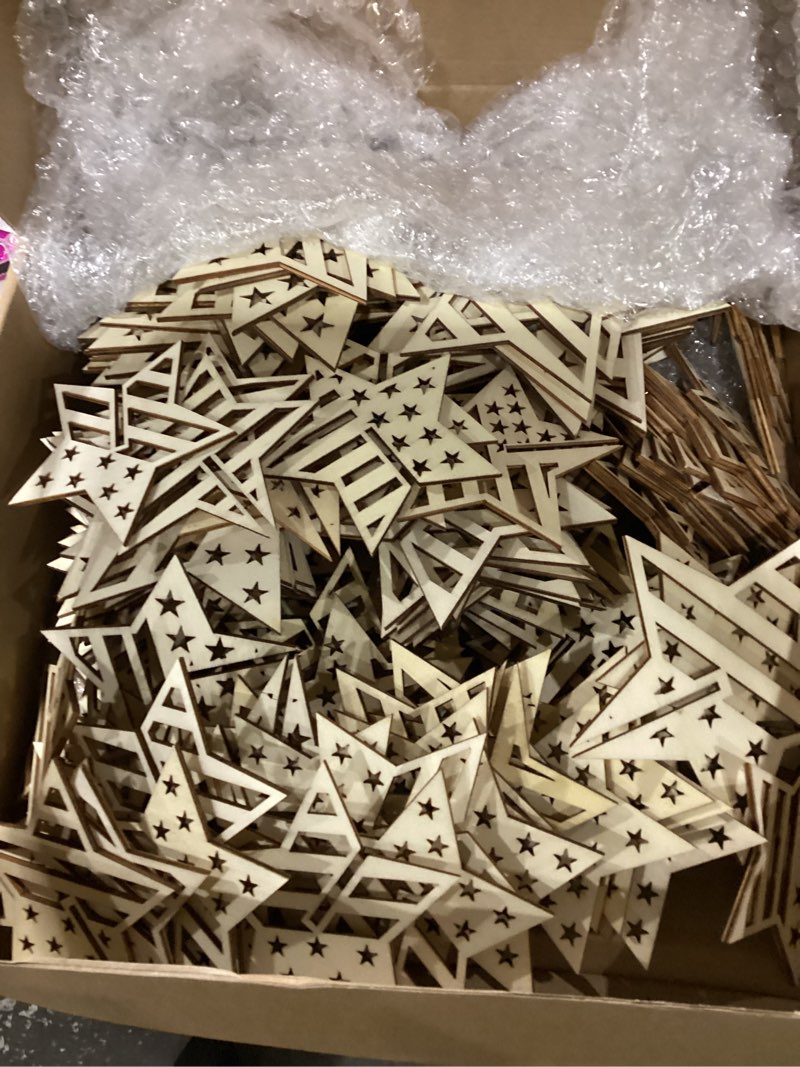 Condition photo showing Good Condition for 200 pcs diy 3d 4th of july stars wood crafts to paint paintable unfinished wooden slices for patriotic memorial day star cutouts craft independence day 250th anniversary block table home decor 100 star