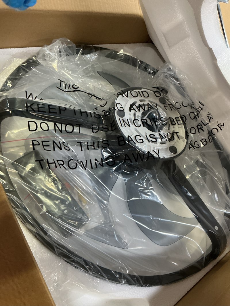 Condition photo showing Good Condition for volisun low profile ceiling fans with lights and remote, bladeless ceiling fan with light flush mount, no assembly, 3000k-6500k dimmable, black fandelier ceilings fans with lights for bedroom black 20 inch