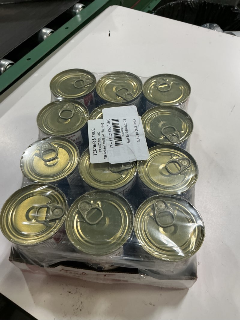 Condition photo showing Good Condition for (Best By :03/04/2025) Tender & True Antibiotic-Free Chicken & Brown Rice Recipe Canned Dog Food, 13.2 oz, Case of 12 13.2 Ounce (Pack of 12)