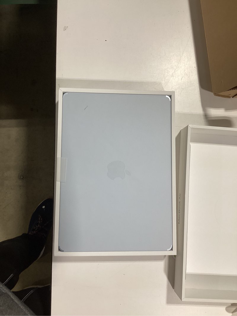 Condition photo showing New/Like New for Apple 2025 MacBook Air 13-inch Laptop with M4 chip: Built for Apple Intelligence, 13.6-inch Liquid Retina Display, 16GB Unified Memory, 512GB SSD Storage, 12MP Center Stage Camera, Touch ID; Sky Blue 16GB Unified Memory, 512GB SSD Storage Sky Blue Without AppleCare+