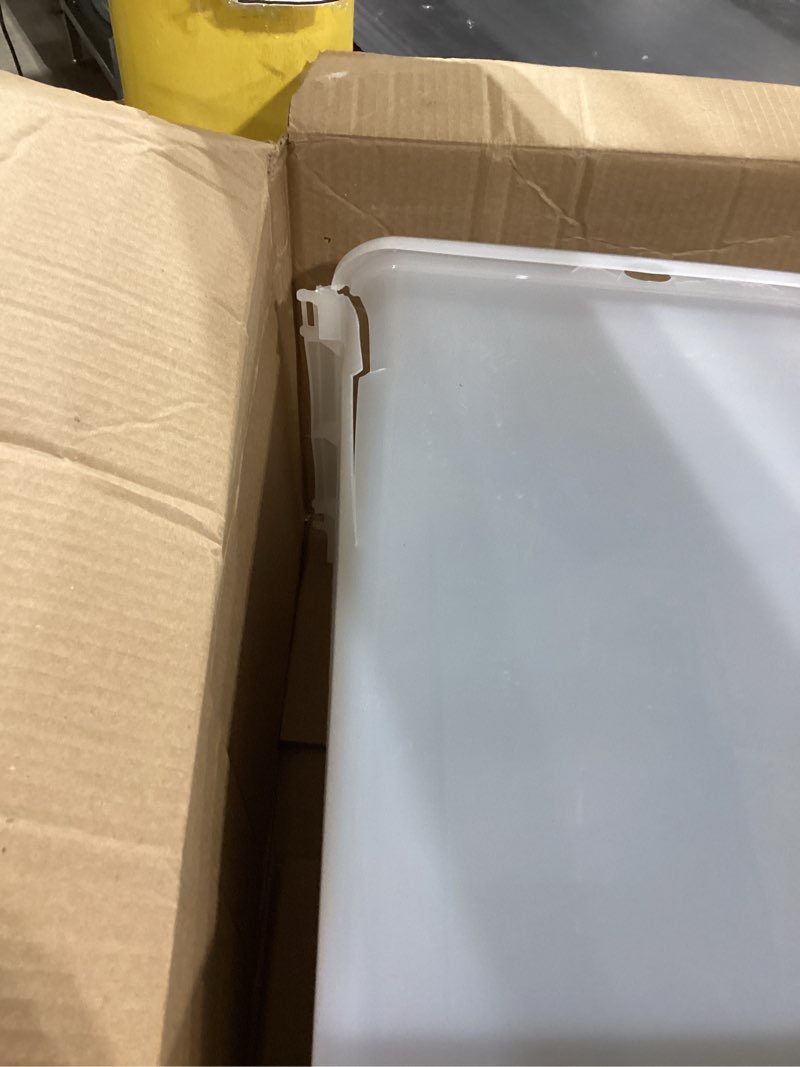 Condition photo showing As Is for Amazon Basics Airtight Dog Food Storage Container with Scoop and Wheels, 69 QT, Gray