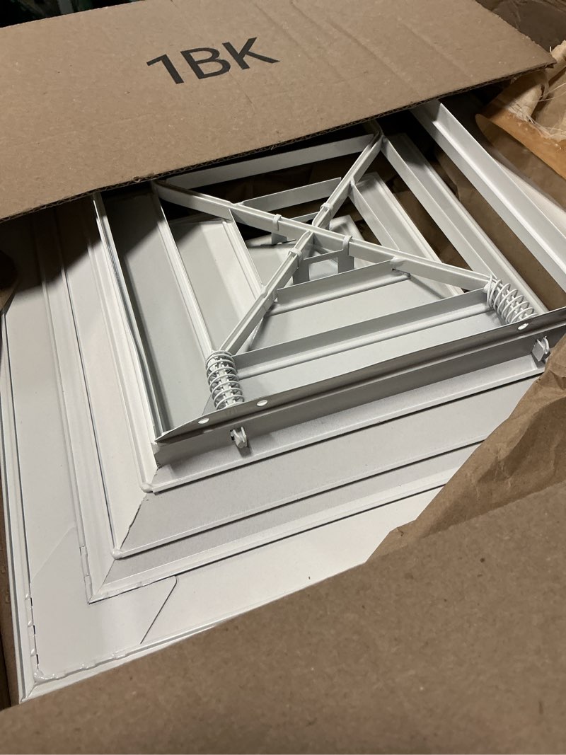 Condition photo showing Good Condition for repa market 9" x 9" (neck) square aluminum ceiling diffuser - industrial 4 way supply exhaust ventilation, air conditioning - hvac horizontal flow duct cover - office warehouse 14" x 14" (outer) 9" x 9" neck