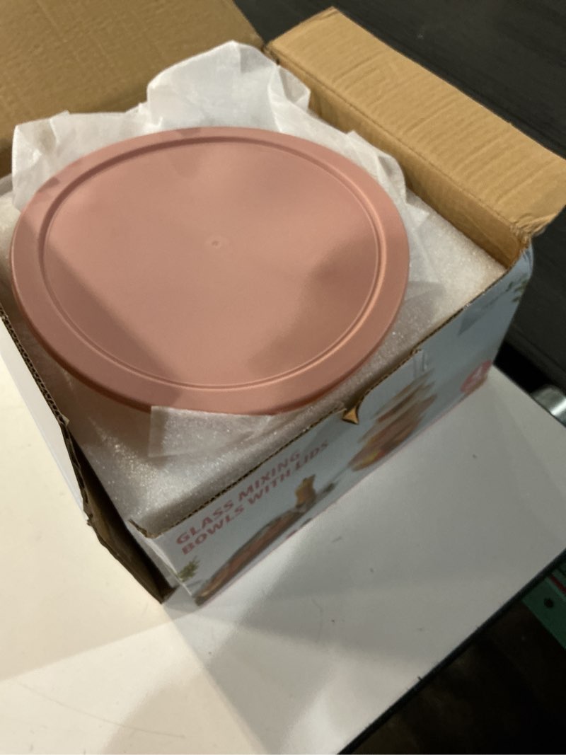 Condition photo showing New/Like New for freshmage glass mixing bowls with lids sets, 4 packs glass bowls with lids for kitchen baking, meal prepping and salad, bpa free and dishwasher safe serving bowls, 0.2/0.5/1.1/2.1