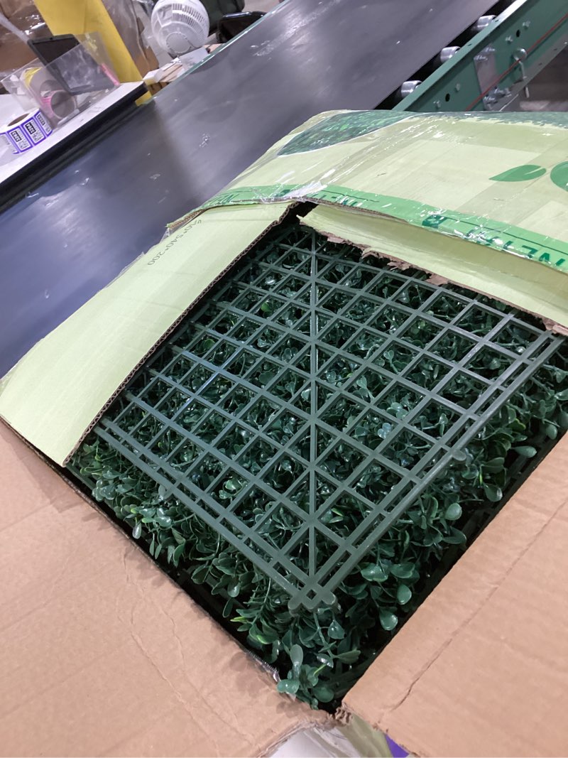 Condition photo showing Good Condition for netap grass wall panels backdrop, 20"x 20"(12pcs) faux boxwood panels for outdoor indoor green wall decor, party wedding garden fence decorations 20x20inch 12pcs