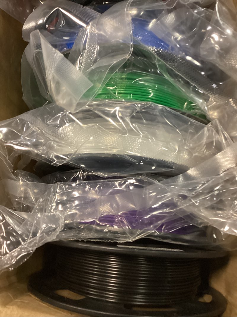 Condition photo showing As Is for dynta pla 3d printer filament bundle 250g, 1.75mm 6 colors total 1.5kg | compatible with flashforge, bambu, creality, black, white, red, green, blue, purple for beginners, individually vacuum-sealed 250gx6-black+white+red+green+blue+purple