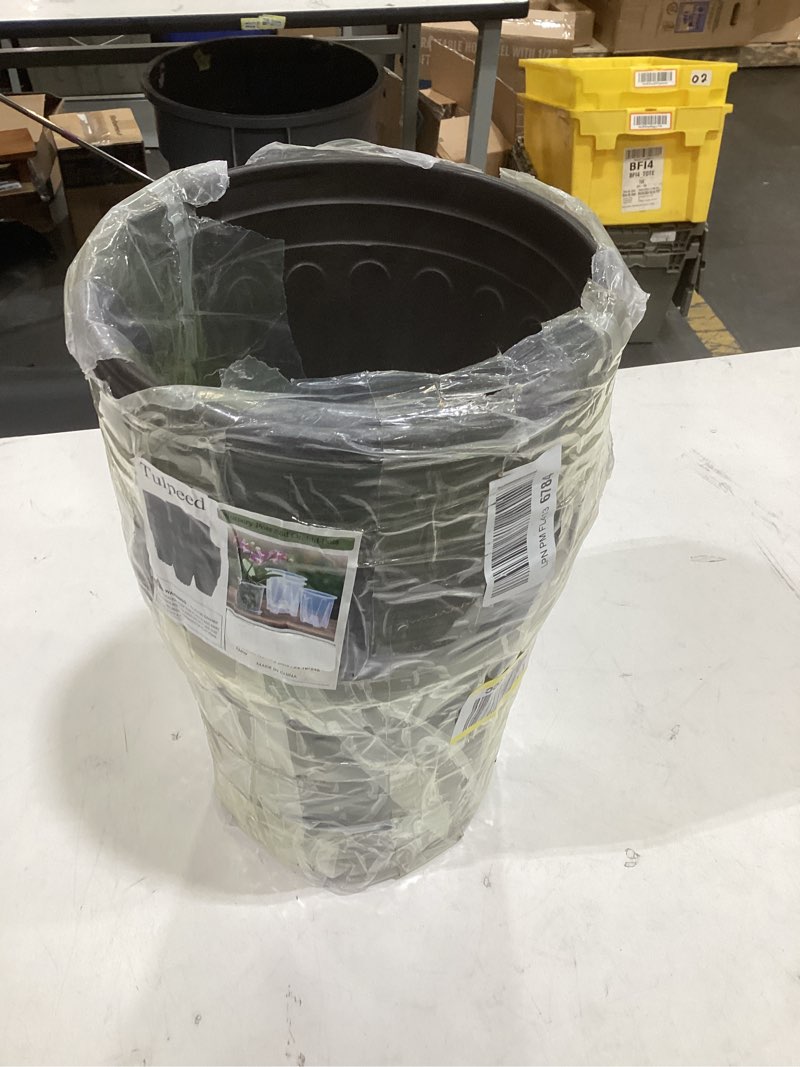 Condition photo showing As Is for 25 pack 2 gallon flexible plant nursery pots plastic seedling starting pots with drainage holes soft flower pots plant container with plant labels, black 25 2 gallon