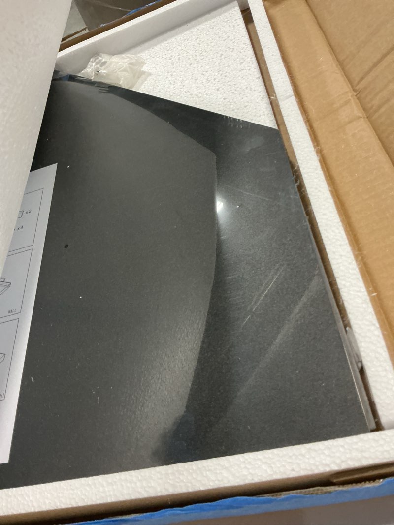 Condition photo showing Good Condition for 20-inch black floating corner shelf, pentagon corner wall shelf with wire cable hole for bedroom, living room, bathroom, large display shelf for cable boxes/games consoles/tv accessories