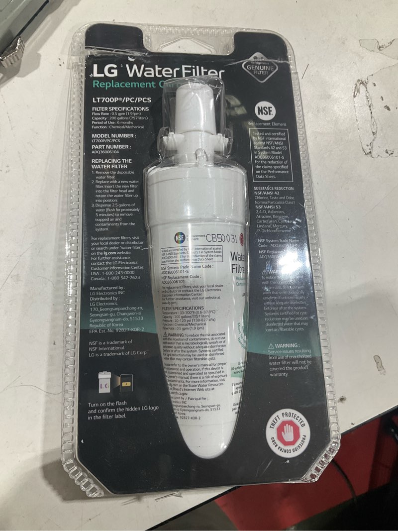 Condition photo showing As Is for lg 6-month twist-in refrigerator water filter