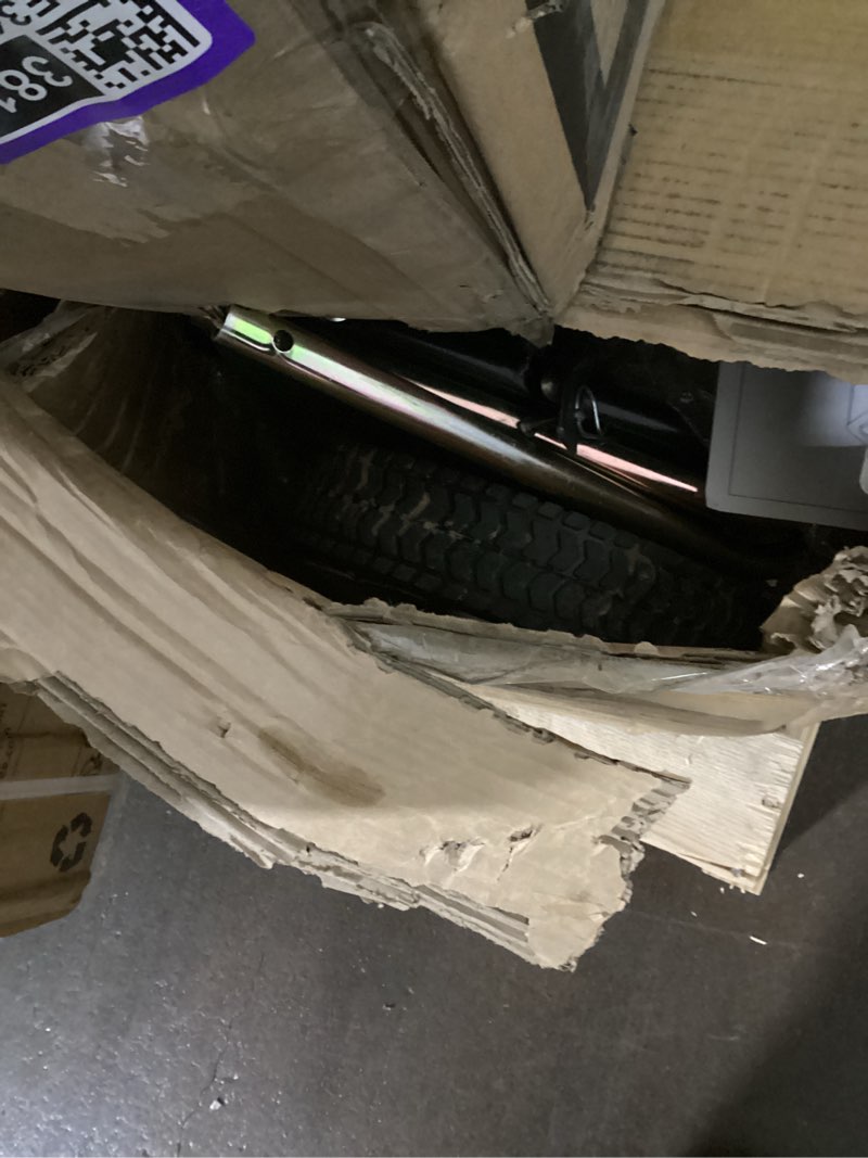 Condition photo showing As Is for VEVOR Tow Behind Lawn Sweeper, 44 in Pull Behind Lawn Sweeper, 25 cu. ft Large Capacity Leaf & Grass Collector, Heavy Duty Garden Sweeper with Adjustable Sweeping Height for Yard, Lawn, Farm 44 Inch