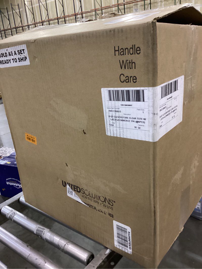 Condition photo showing As Is for 30qt clear tote