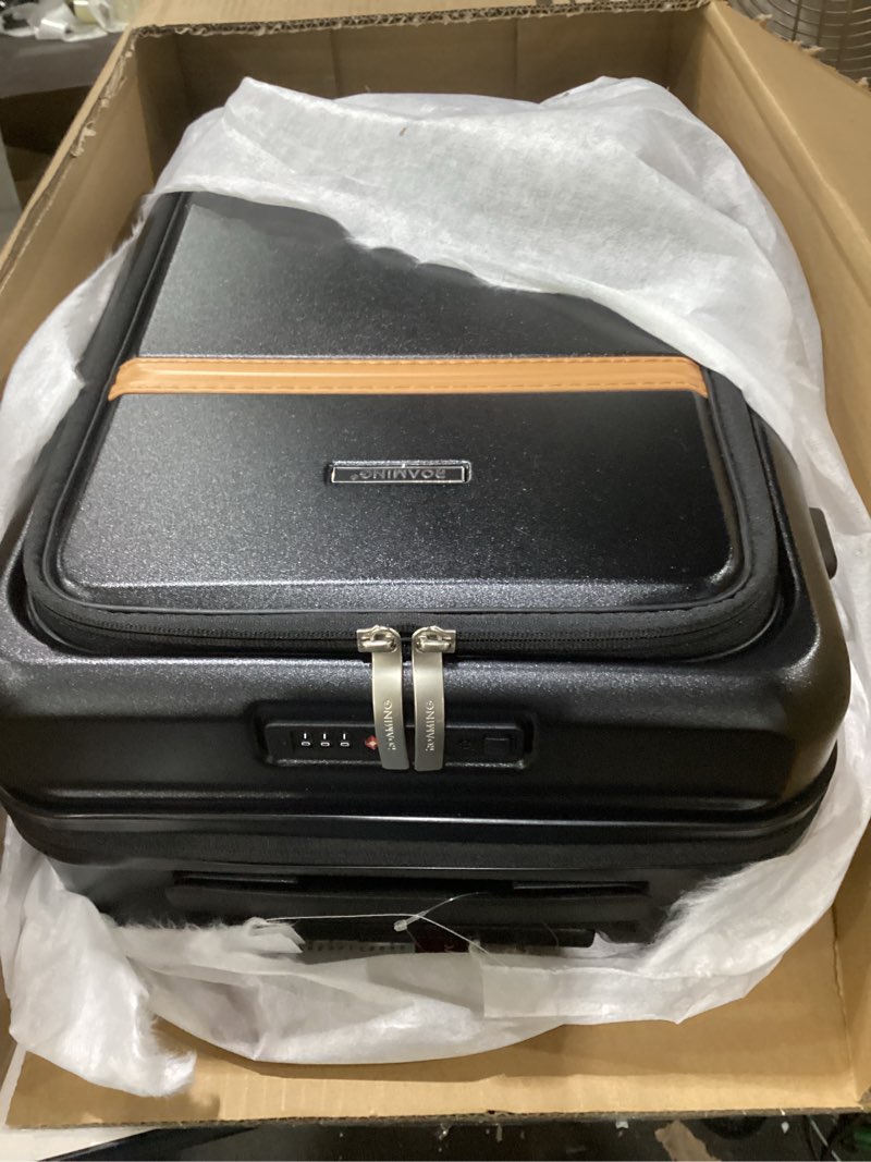 Condition photo showing Good Condition for roaming expandable 20 inch carry on luggage with mute brake wheels airline approved hard shell suitcases with front pocket top opening luggage with tsa lock for short business travel, black 20-inch carry-on luggage black