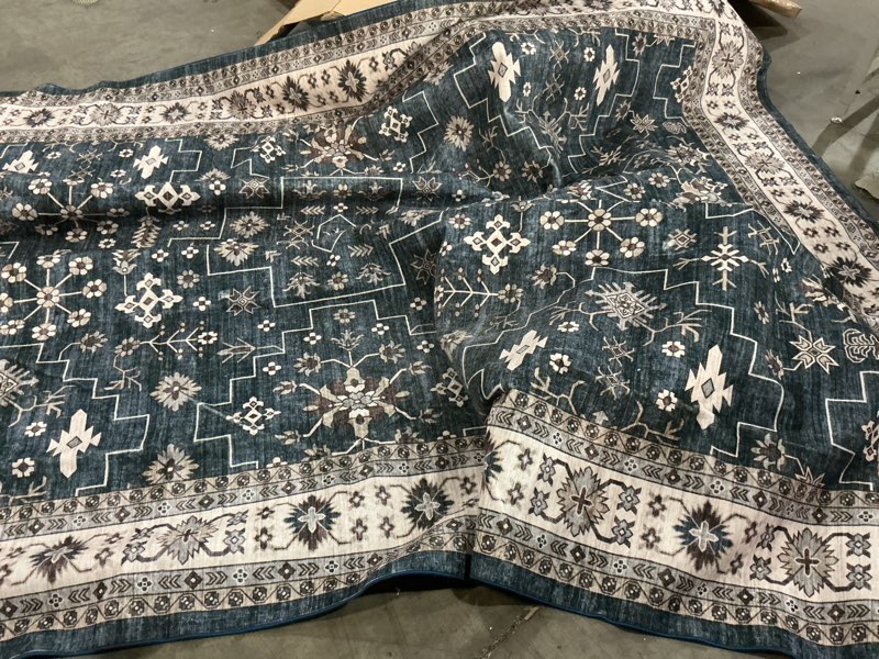 Condition photo showing Good Condition for Black Boho Rug for Living Room 9x12 - Washable Dining Room Rugs for Under Table, Vintage Soft Low Pile Carpet for Bedroom, Non-Slip Farmhouse Bohemian Large Tumble Rug for High Traffic Area 9' x 12' (Rectangular) Ashen / Multi