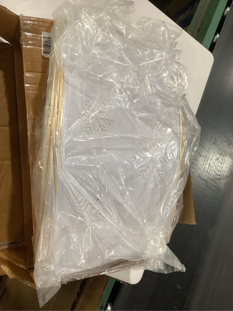 Condition photo showing New/Like New for Snowflake White Christmas Tree Collar, Holiday Tree Skirt Alternative, Christmas Decorations for Tree, Decorative Metal Tree Ring, Fits Most Standard Tree Stands, White Snowflake Design