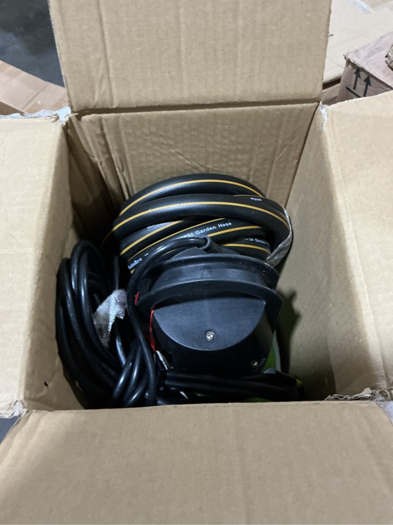 Condition photo showing Good Condition for submersible sump pump, 1/2 hp sump pump with 10ft drain hose kit & 25ft power cord, portable submersible water pump for pool draining, hot tub, basement flood removal, garden irrigation 1/2 hp with 10ft. garden hose
