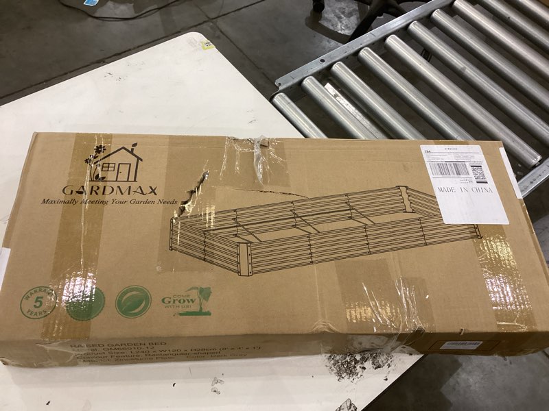 Condition photo showing New/Like New for GARDMAX 8x4x1FT Galvanized Raised Garden Bed Kit, Metal Planter Boxes Outdoor with Easy Assembly, Large Garden Bed for Vegetables, Fruits, Flower, Herbs Rectangle Dark Gray Dark Grey 8 x 4 x 1 ft (Pack of 1)