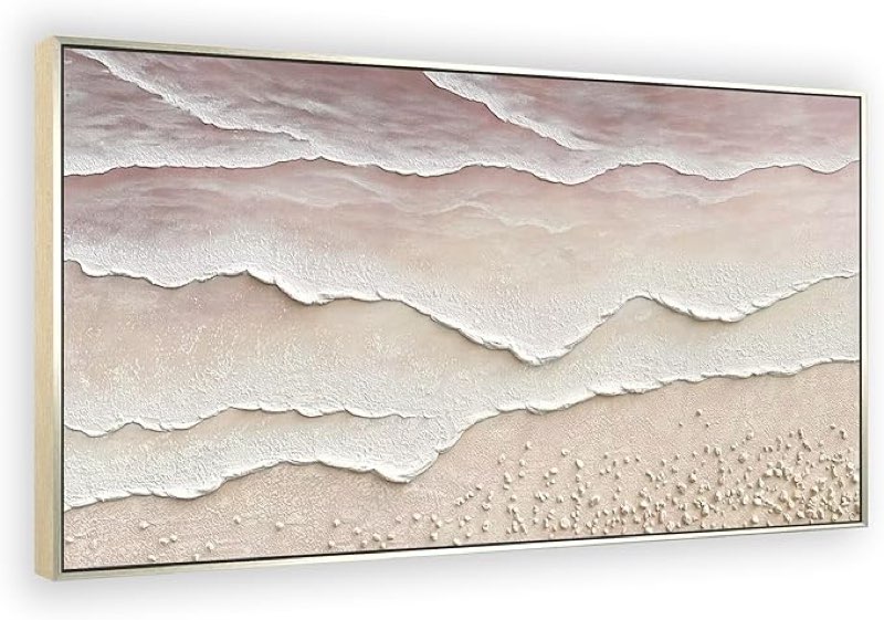 Similar to Beach Wave Textured Wall Art - Hand Painted Abstract Wall Painting for Living Room Framed Artwork 60x30 Horizontal Canvas Extra Large Plaster Wall Decor