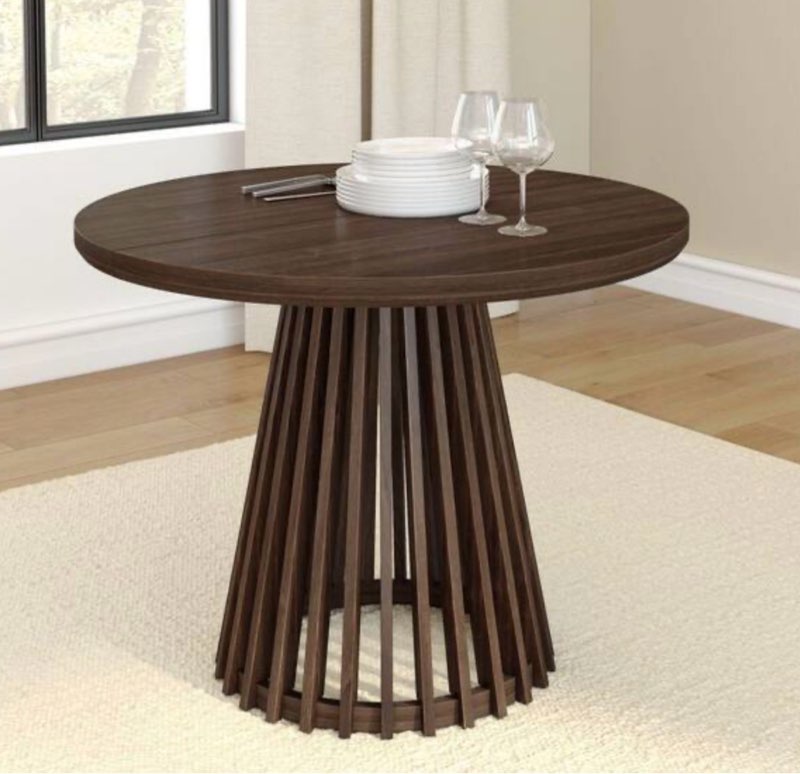 Lido Modern Walnut Wood 38 in. Pedestal Dining Table (Seats 4)