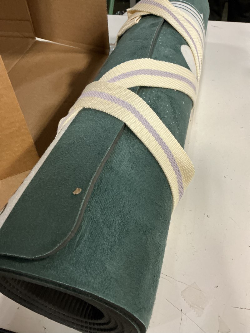 Condition photo showing Good Condition for Yoga Mat With Strap 5mm Non Slip Suede & TPE - Eco-Friendly Fitness & Exercise Mat for Home Gym, Pilates, Hot Yoga, and Meditation - Lightweight Durable 72 x 24 inch Workout Mat for Women, Men Green