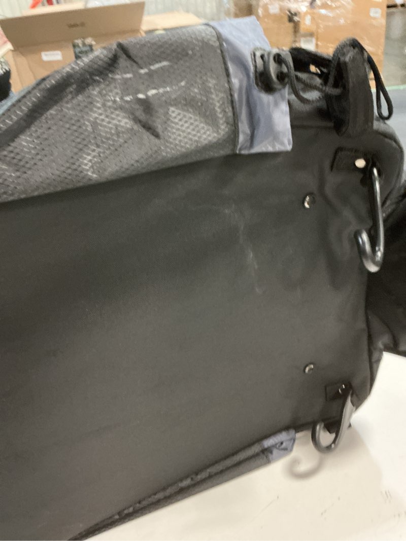 Condition photo showing As Is for rolling baseball bag,wheeled softball bag with fence hook for tball bat & equipment,lightweight baseball bat with shoe compartment black