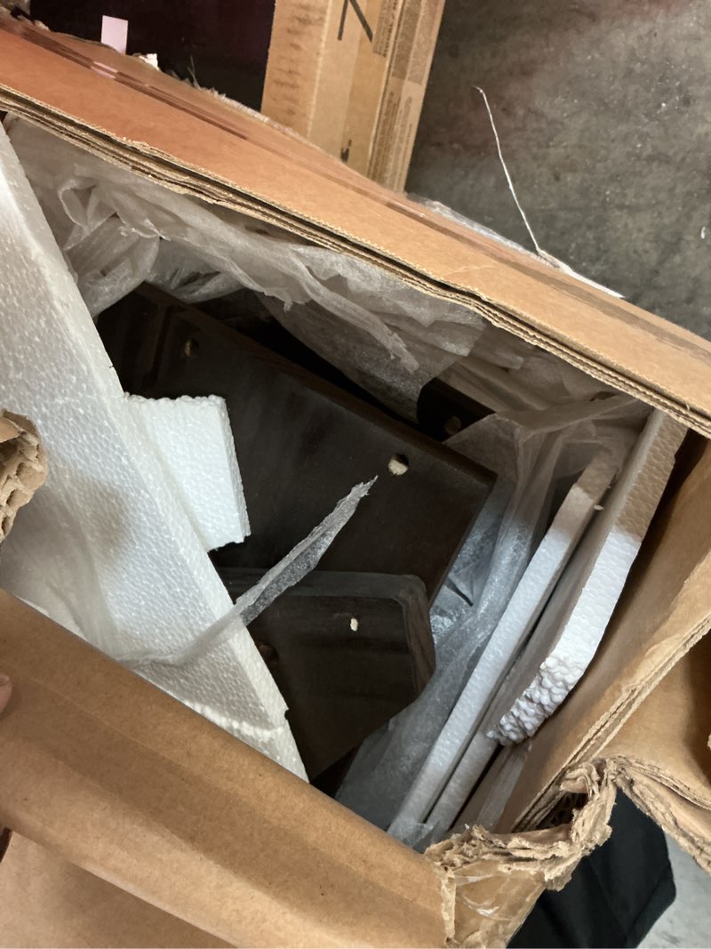 Condition photo showing As Is for Max & Lily Modern Farmhouse Low Loft Bed, Twin Bed Frame For Kids With 1 Drawer, Barnwood Brown