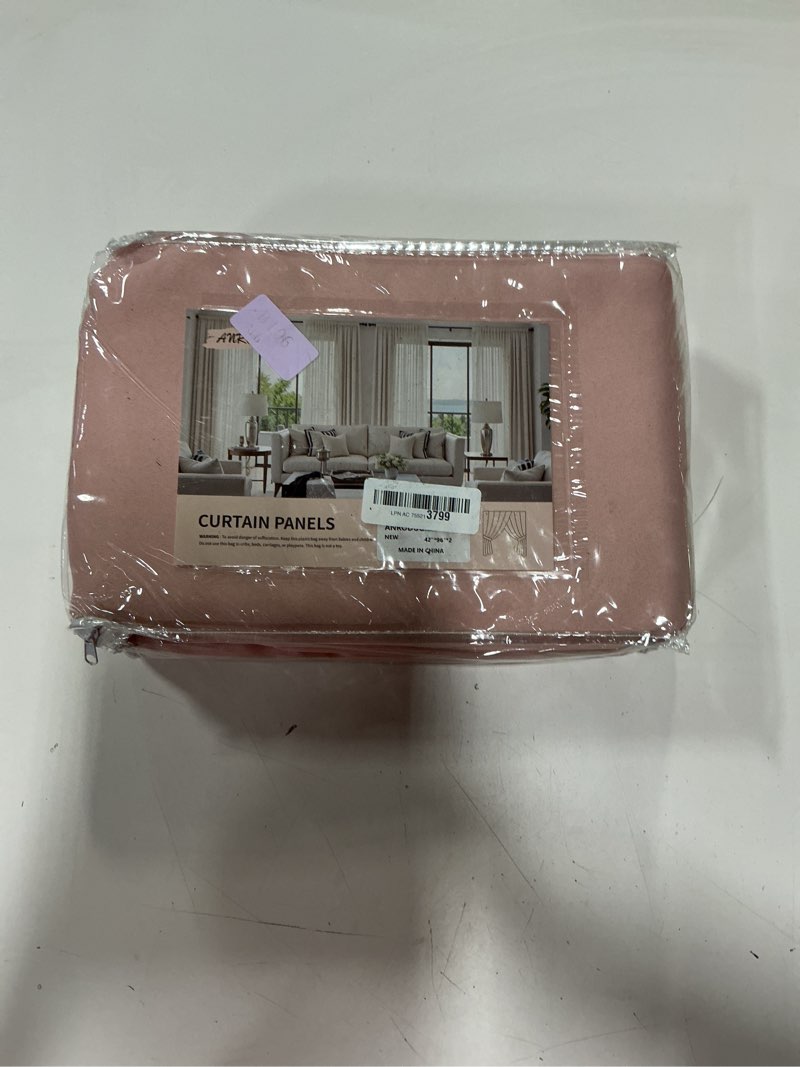 Condition photo showing New/Like New for ANRODUO Light Pink Blackout Curtains for Girls Bedroom Living Room 96 Inches Long 2 Panels, Back Tab