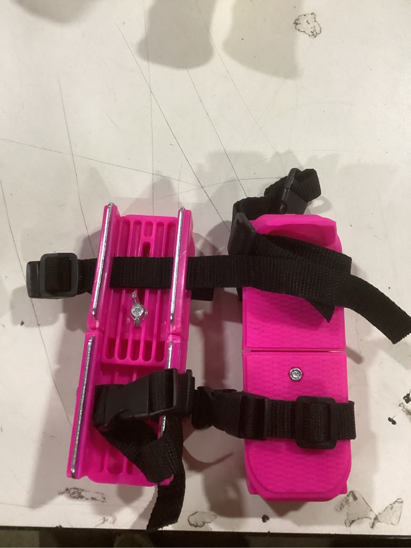 Condition photo showing Good Condition for VioraWhite Toddler Ice Skates Adjustable Kids Ice Skates for Kids with Clip on Strap Hook Double Runner Stable Skating Shoes for Girl Boy Baby Beginner Junior Skater Training with Storage Bag Pink