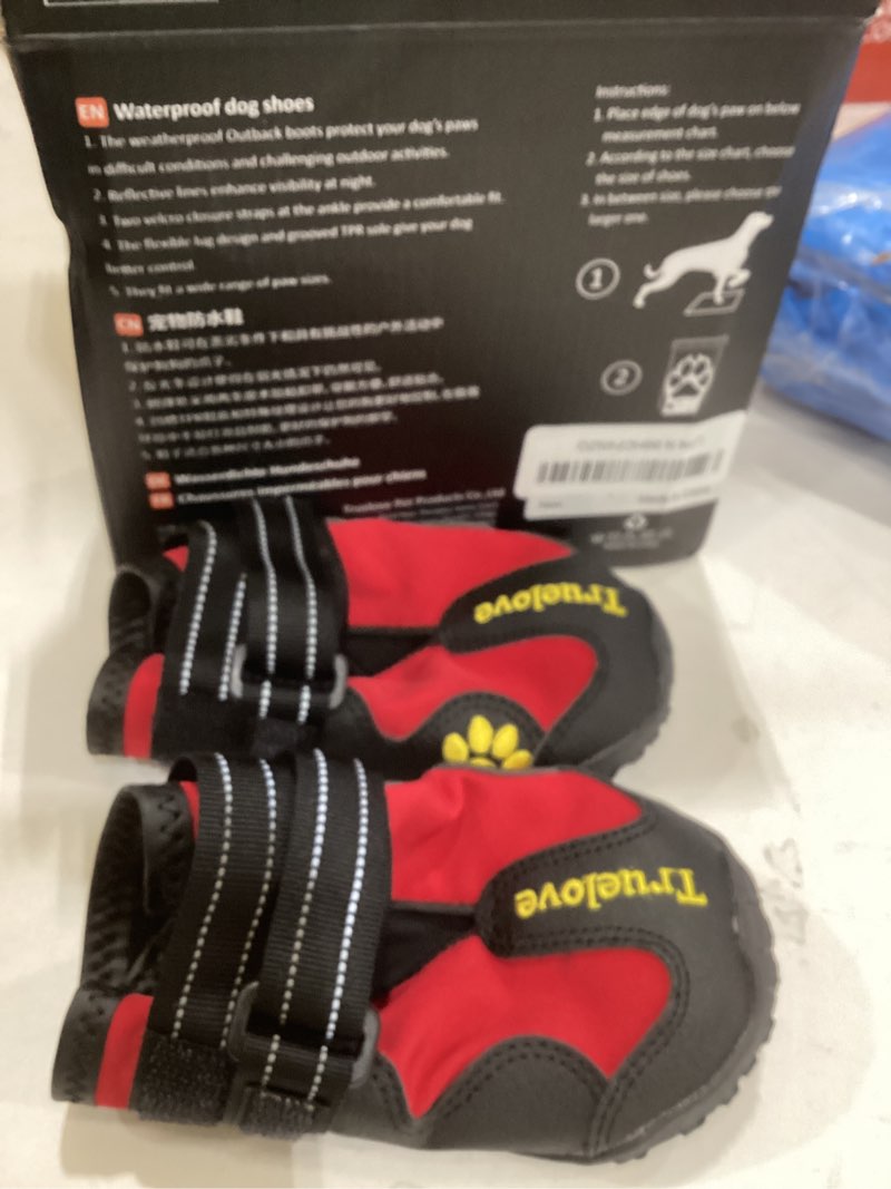 Condition photo showing New/Like New for Dog Shoes Waterproof Anti-Slip Rain Boots with Reflective TLS3961 7# Red