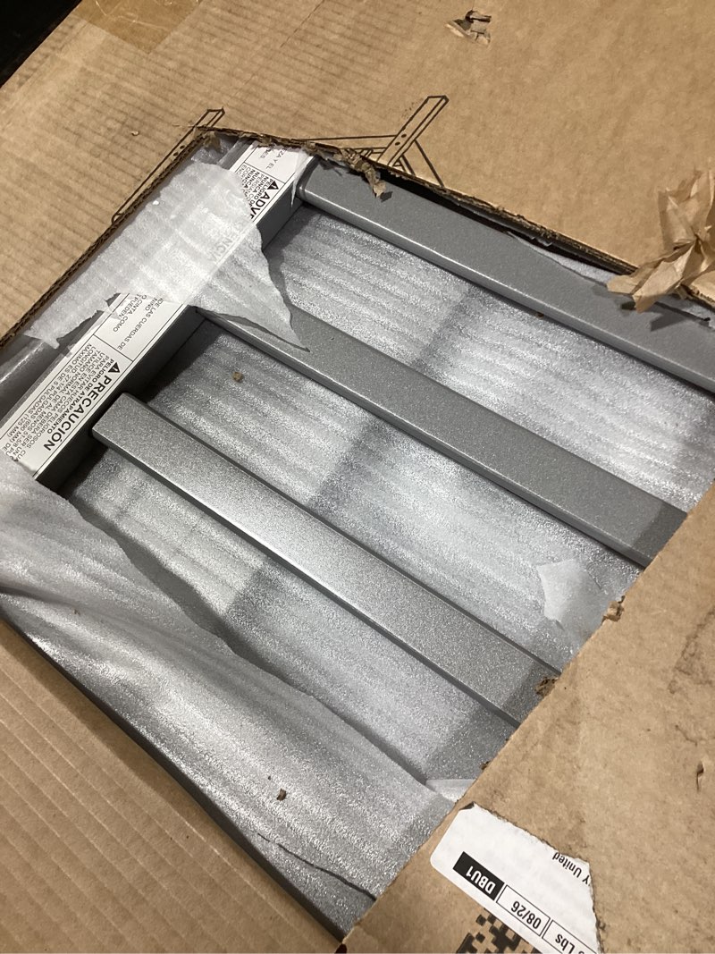 Condition photo showing Good Condition for Dream On Me Classic Design Toddler Bed In Cool Grey, Greenguard Gold And JPMA Certified, Low To Floor Design, Two Side Safety rails, Non-Toxic Finishes, Wooden Nursery Furniture Steel Grey Bed