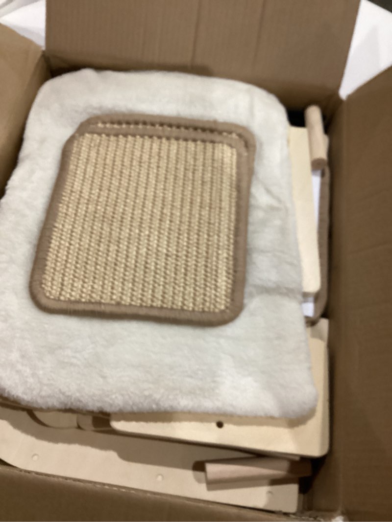 Condition photo showing Good Condition for 17" × 13" Large Cat Wall Shelves- Wall Climber Wooden Furniture Cat Shelf with Cushion and 3 Wide Perch Steps for Large Cats and Kittens Sleeping, Playing, Climbing