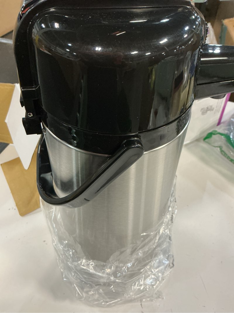 Condition photo showing Good Condition for service ideas ecal22s eco-air airpot with lever lid, insulated beverage dispenser, thermal coffee carafe, 2.2 liter, glass vacuum insulated