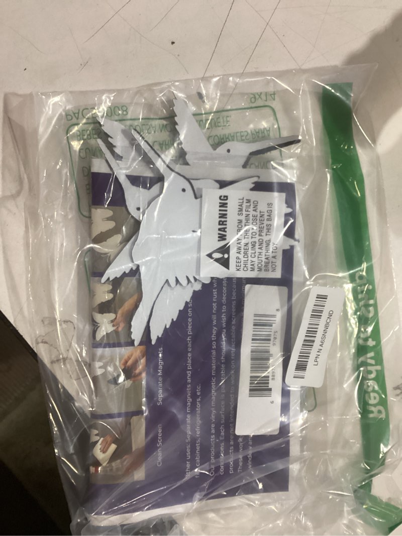 Condition photo showing Good Condition for DCentral® Three Hummingbirds Flexible Vinyl Screen Magnets: Double-Sided. White-Easier to See, Helps Stop Walking into Screens, Covers Tears, for Non-RETRACTABLES, Decorative, Size W 4.4" x L 4.5" ea