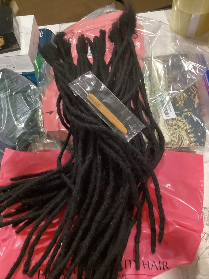 Condition photo showing Good Condition for 0.4cm thickness real human hair dreadlock extensions for men/women 18 inch 20 strands full handmade permanent locs extensions human hair can be dyed and bleached 18 inch/20 strands 1b-0.4cm