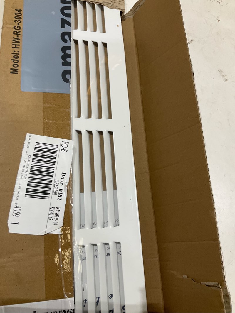 Condition photo showing Good Condition for 30"w x 4"h [duct opening size] steel return air grille, air return vent cover for ceiling and sidewall - hvac air vent covers - [outer dimensions: 31.75"w x 5.75"h] 30"w x 4"h [duct opening]