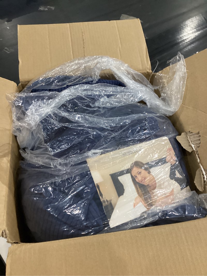 Condition photo showing As Is for SUBRTEX 7 Pieces Stretch Sofa Slipcover Sets Couch Cover Sets Backrest Cushion Covers Furniture Protector Collection Set for Oversize Sofa Loveseat Chair Slip Covers(Large, Navy) Navy Large