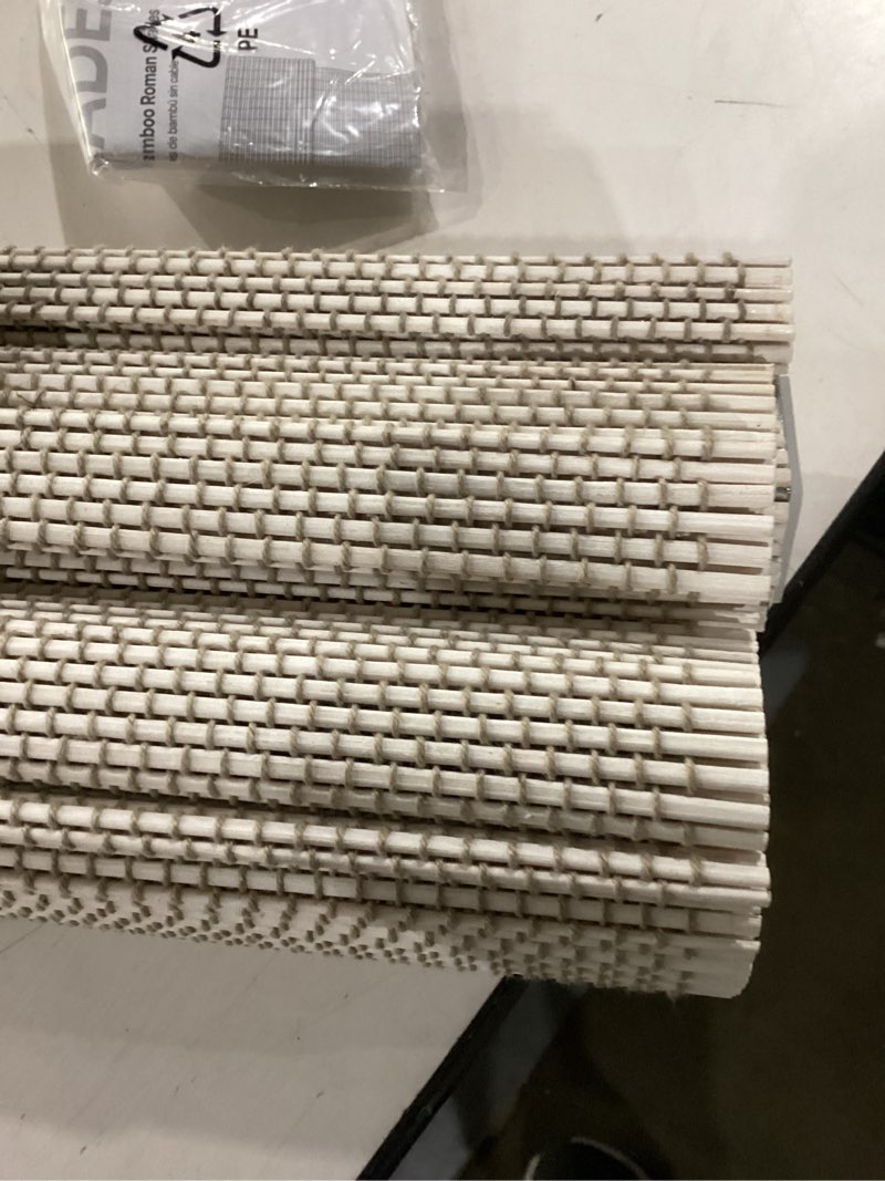 Condition photo showing New/Like New for NO Drill Cordless Bamboo Roman Shades, Windows Size 29.5" W × 64" H - Off White Off White 29.5" W × 64" H?Window Size?