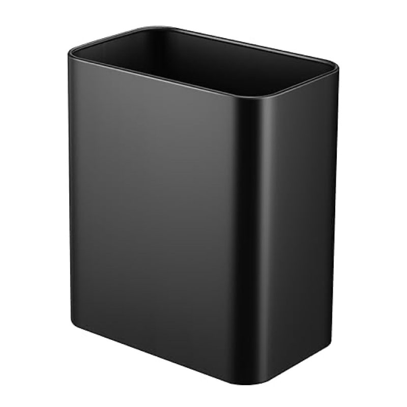 TIPGO Small Metal Trash Can, Slim Trash Can for Bathroom, Wastebasket Garbage Bin for Bedroom, Office, Kitchen, Under Sink (Matte Black)