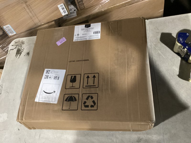 Condition photo showing As Is for amazon basics 16" pedestal fan with remote, floor fan, standing fan for bedroom, living room, office, with 3 speeds, 3 modes, timer, dual-layered blades, adjustable height, tilt head, 60w, black 3-speed, ac motor