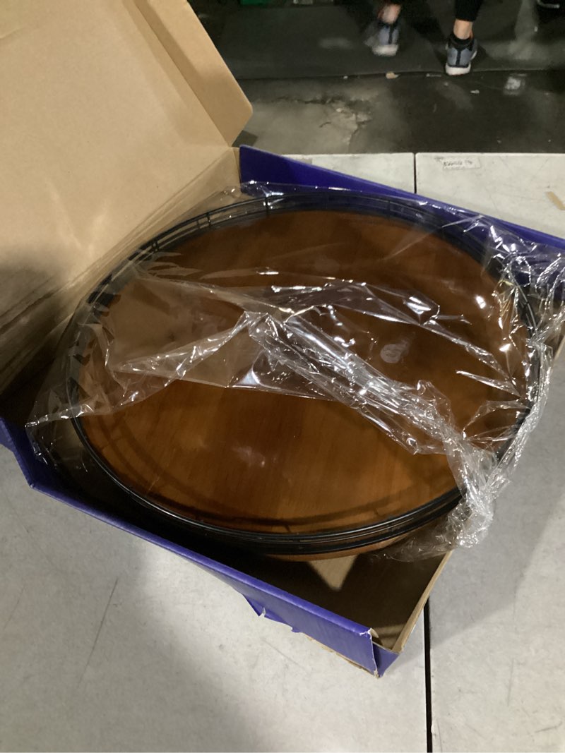 Condition photo showing Good Condition for farmhouse oak 16" lazy susan turntable organizer for cabinet, round wooden lazy susan organization and storage for dining table, pantry, kitchen, countertop, cupboard,home decor, walnut wood (16") walnut 16 inches
