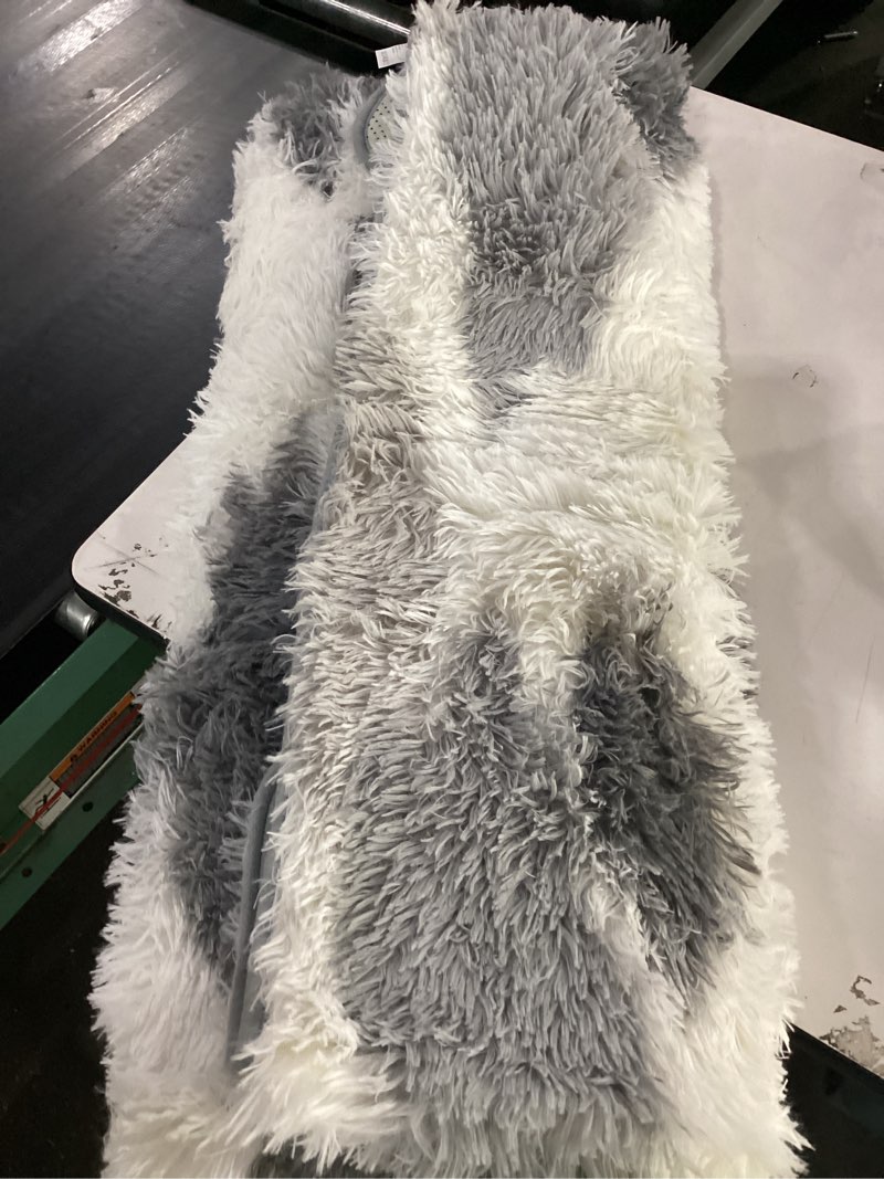 Condition photo showing Good Condition for ultra soft fluffy rugs for bedroom 4x6 feet shag area rug grey white