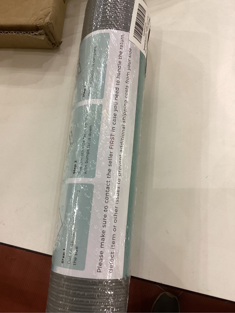 Condition photo showing New/Like New for beautysaid shelf and drawer liner for kitchen cabinet, non adhesive non slip shelf paper waterproof washable thickened for dresser pantry shelve bathroom protector liner(gray,12 in x 10 ft) 12"w x 118"l gray