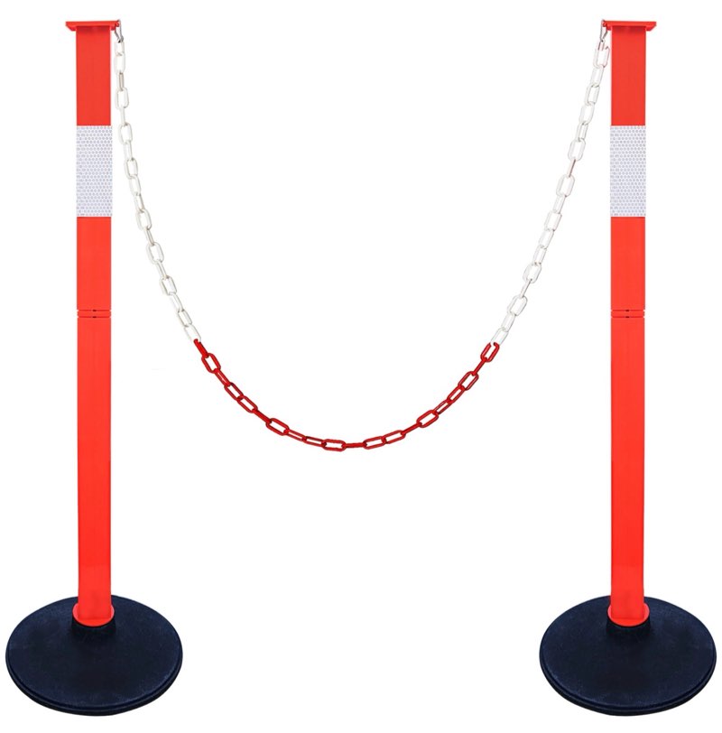 2 pack traffic delineator post cones with weighted base, adjustable orange safet