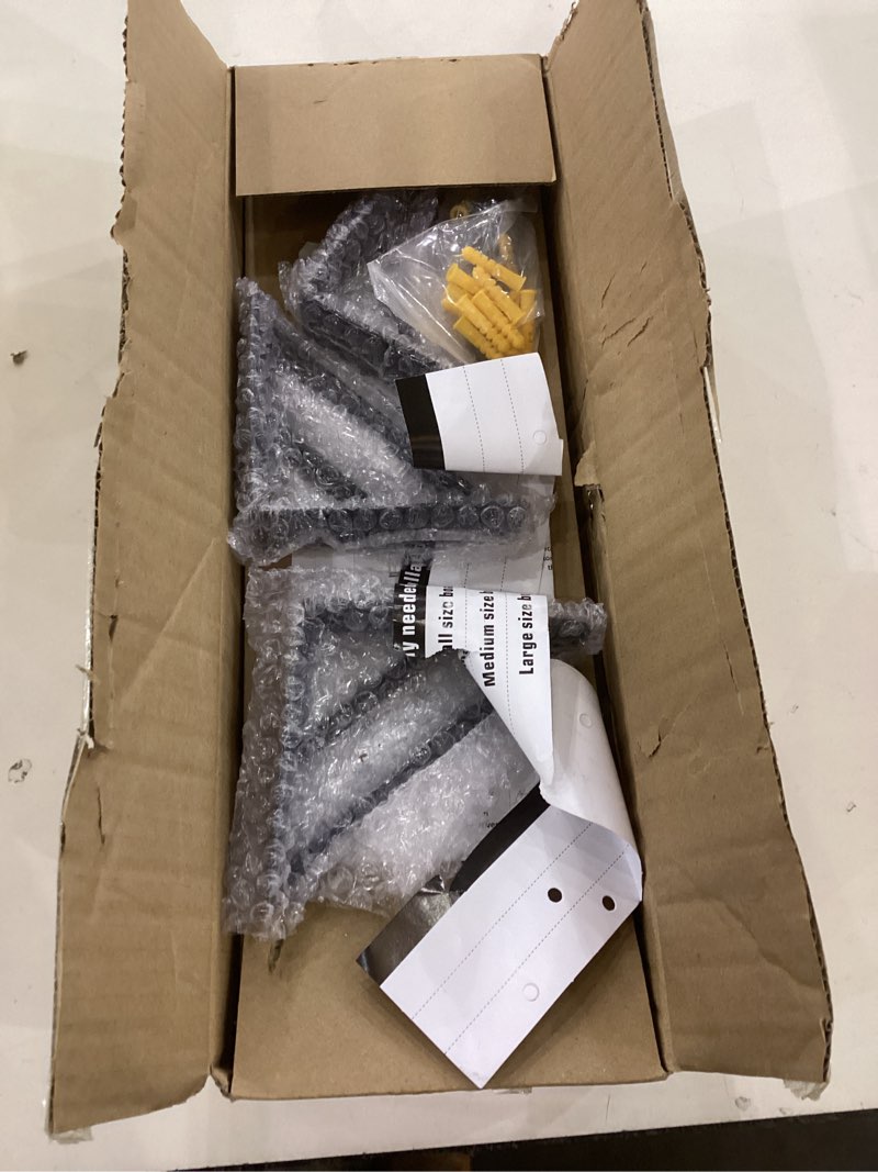 Condition photo showing New/Like New for BAYKA Wall Shelves for Bedroom Decor, Floating Shelves for Wall, Display Mounted Rustic Wood Shelf for Books,Plants,Corner Shelves for Bathroom,Kitchen,Living Room(Rustic Brown,Set of 3) Rustic Brown Board & Black Brackets 3-Piece Set