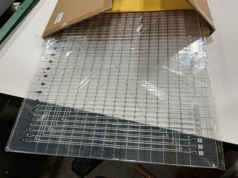 Condition photo showing As Is for upgrade clear 17-3/4 "x 22" extra large slotted quilting ruler, long arm sewing xl rulers quilting ruler – non-slip acrylic template for precision sewing, quilting & craft projects white