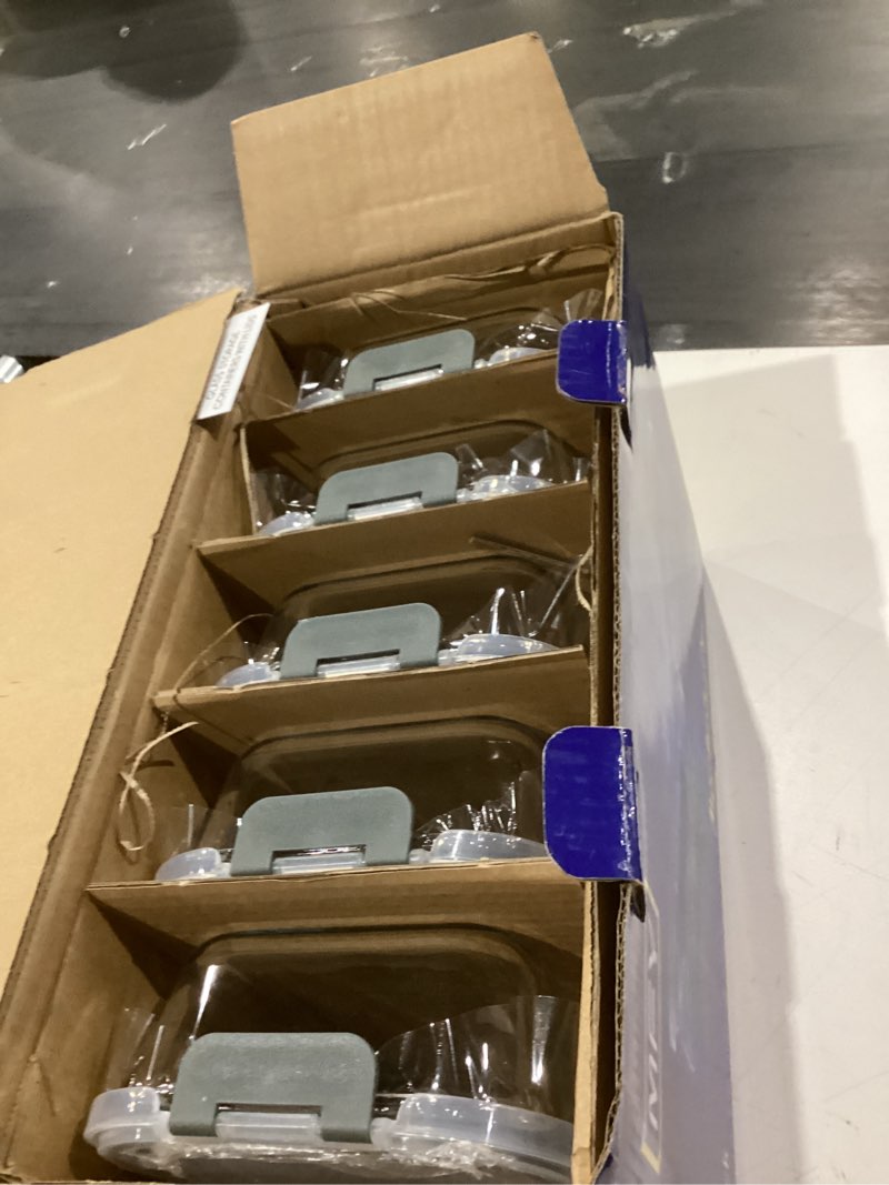 Condition photo showing Good Condition for MFY 5-Pack 36 OZ Glass Storage Containers with Lids, Glass Meal Prep Containers Set, Airtight Lunch Containers with Lids, Microwave, Oven, Freezer and Dishwasher Safe, Gray Grey