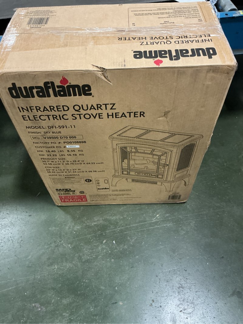 Condition photo showing New/Like New for duraflame Infrared Quartz Electric Stove Heater - DFI-591-11 - Sky Blue
