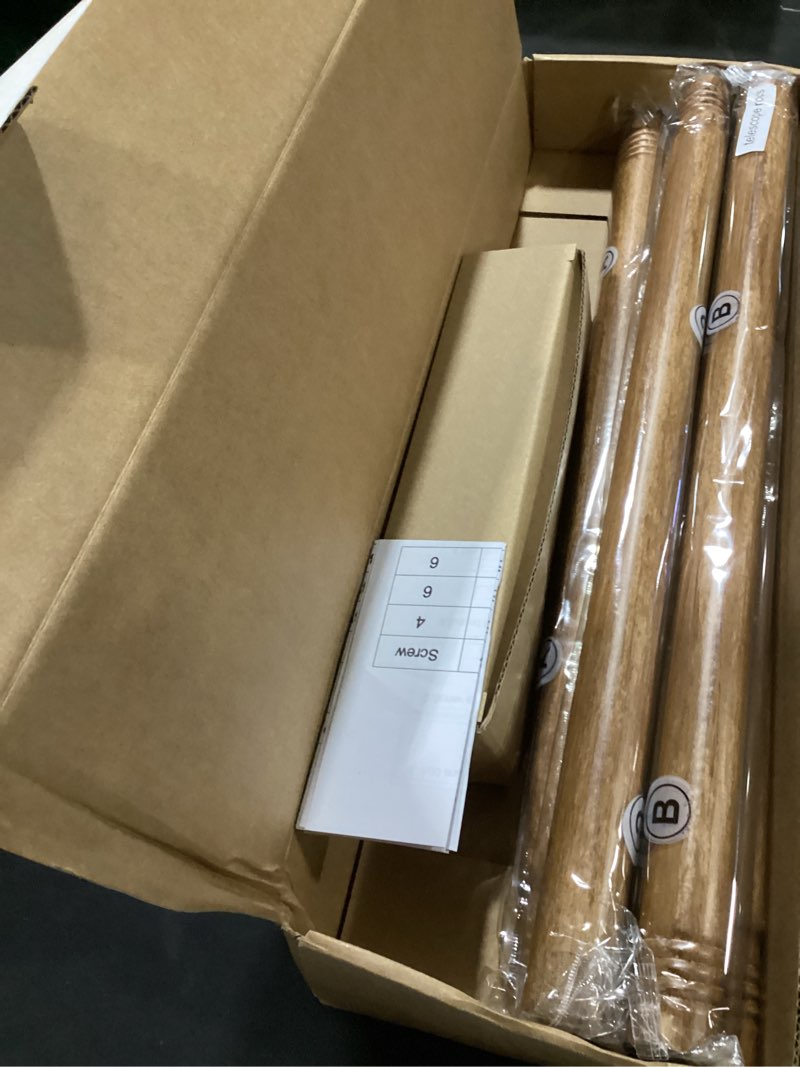 Condition photo showing New/Like New for wood curtain rods for windows 48 to 84 inch(4-7ft), 1 inch diameter heavy duty curtain rod, adjustable decorative drapery poles with carved round boho finials for bedroom & livingroom wood 48-84"