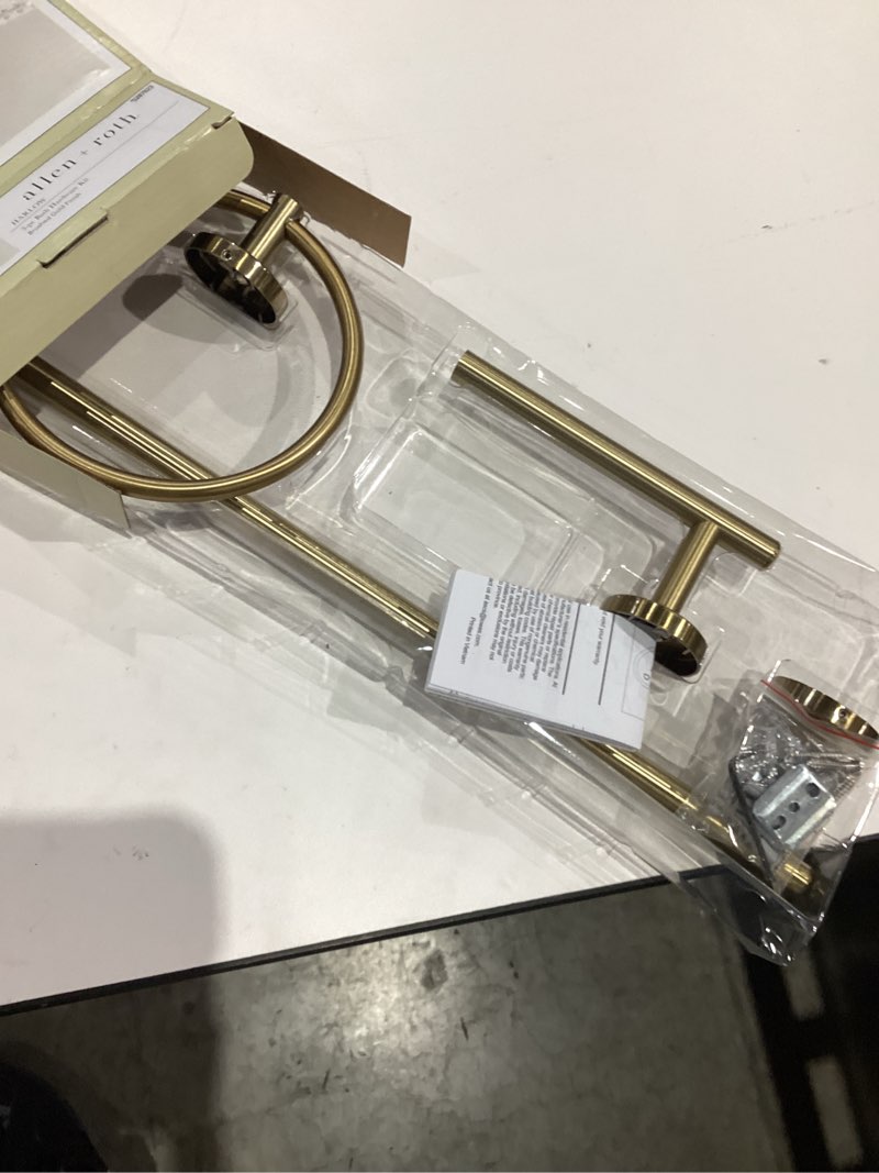 allen + roth 3 -Piece Harlow Gold Decorative Bathroom Hardware Set Towel Bar, Toilet Paper Holder, Towel Ring Included