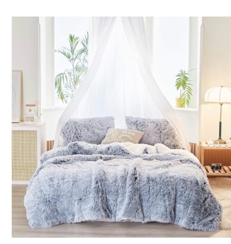 Joyreap 3-Piece Plush Shaggy Comforter Set, Full/Queen Size Luxury Faux Fur Sherpa Reversible Bedding Comforter Set, Ultra Cozy Warm Fluffy Bedding Set for Winter (Gray n White,